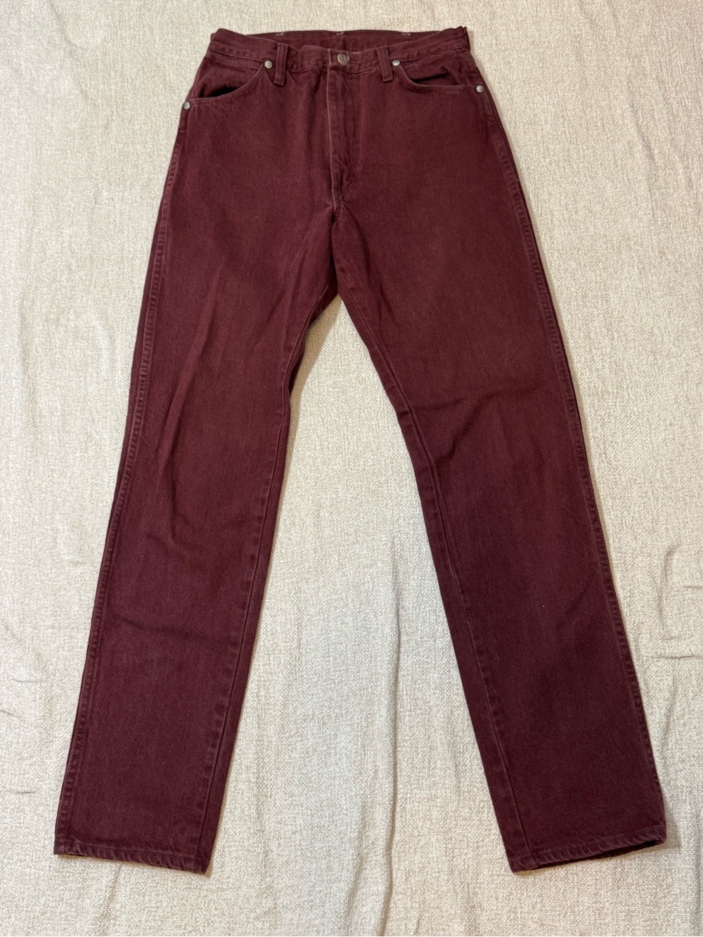 Vintage Wrangler 11x34 Burgundy Jeans USA High Rise Western Cowboy 90s